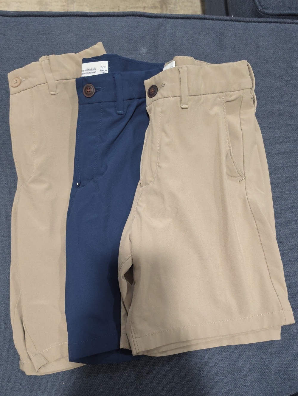 abercrombie kids Flat-Front Shorts in Khaki and Navy